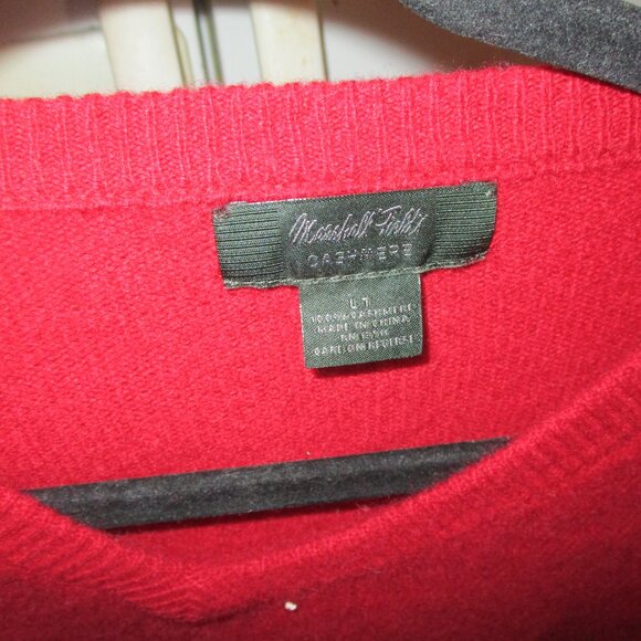 vintage marshall field's Mens 100% Cashmere V Neck Sweater thick rich red LT - Picture 2 of 2